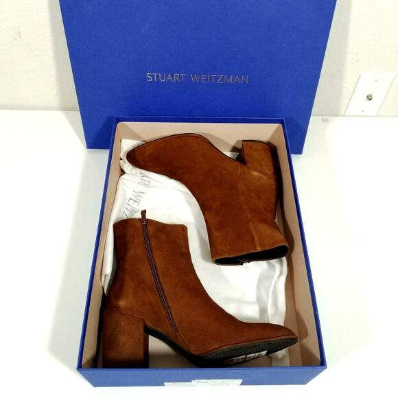NIB Stuart Weitzman Notazzie Booties US 10 Amaretto Brown Suede Ankle Boots $575 - Picture 8 of 12
